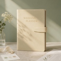Agenda de Boda Francesa Personalizada 2026 2027, Elegante, Beige, con Anillas Metálicas Doradas en Relieve, de Cuero PU, con Cierre Magnético