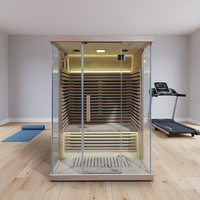 Sauna infrarouge lointain intérieur en bois massif de pruche canadienne pour 3 personnes, à EMF ultra-faible, avec éclairage 7 couleurs, à vendre