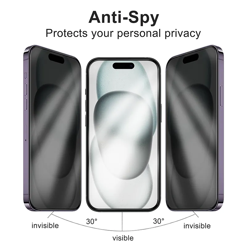 True 3D, vidrio templado de privacidad libre de polvo, fácil de instalar, Protector de pantalla antiarañazos para Iphone 15 14 13 12 11 Pro Max XR