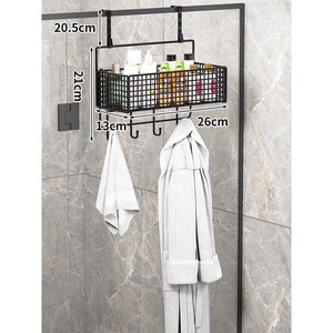 Modern Double Tier Stainless Steel Wall Mounted Shower Room <b>Racks</b> Punch-Free Bathroom Towel Storage <b>Racks</b> with Glass Doors - Product Image 4