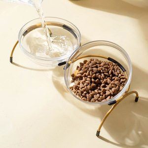 Bols en verre surélevés pour chats, design arrondi, pour la protection de la colonne cervicale des chats - Product Image 1