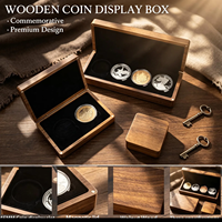 Boîte de présentation personnalisée en noyer pour pièces de monnaie, support en bois gravé sur mesure pour pièces de monnaie de collection avec doublure en velours, étui cadeau pour collectionneur