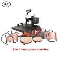 Presse à Chaud Électrique Semi-Automatique 8-en-1 Nouvelle Génération Petite Taille pour Transfert HTV sur T-shirts, Casquettes et Tasses