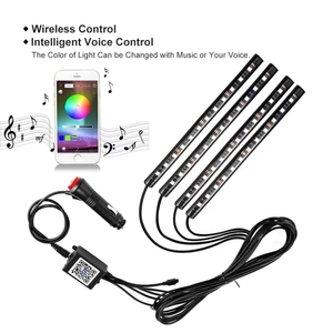 Lumière LED décorative d'ambiance pour l'intérieur de la voiture, contrôle par application musicale, bande lumineuse néon automatique, lumière ambiante RGB 12V - Product Image 5