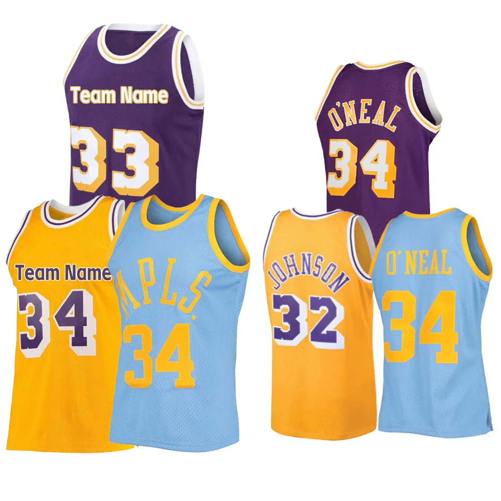 Maglie da basket cucite retrò Los Angeles 32 Magic Johnson 34 Shaquille O_Neal 33 Abdul-Jabbar 13 CHAMBERLAIN 42 degno