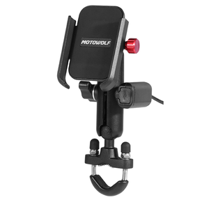 Soporte para Teléfono de Motocicleta y Bicicleta Ajustable, Impermeable y Antivibraciones Motowolf con Cargador, Compatible con Todas las Marcas - Product Image 1