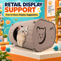 Nichoir pour chat en feutre personnalisé, lit-caverne pour chat d'intérieur avec découpe en forme de visage de chat, abri pour animaux détachable