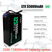 Batterie lithium-ion à semi-conducteurs haute capacité 274Wh/kg 64000mAh 55000mAh 6S/12S 10C pour drones à voilure fixe et aéronefs EVTOL