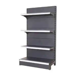 HOT selling white/black/grey slat panel hardware display gondola rack shelf with stopper supermarket shelves racks
