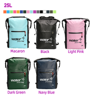 Fibre de carbone motif 25L Sports de plein air Roll Top Pack fermeture Rafting Camping randonnée Kayak pliant océan sec sac à dos étanche
