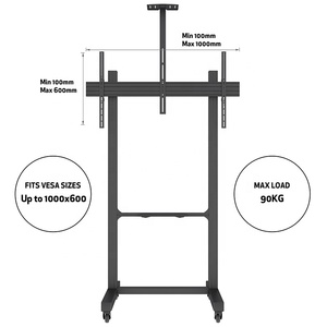 Support TV sur pied <span class=keywords><strong>75</strong></span> à <span class=keywords><strong>100</strong></span> pouces support vidéo TV <span class=keywords><strong>VESA</strong></span> 1000X600 support TV avec roues - Product Image 4