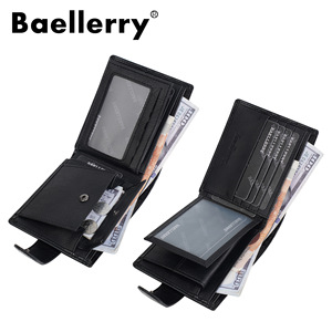 กระเป๋าสตางค์แบบสั้นสำหรับผู้ชาย Baellerry ช่องใส่บัตรหลายช่อง กระเป๋าหนังสีดำสำหรับใช้ในชีวิตประจำวัน - Product Image 2