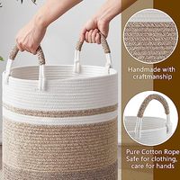 Cesta de lavandería de cuerda de algodón tejida grande con asas cesta de almacenamiento decorativa para ropa y juguetes