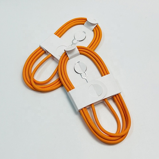 Durable 60W Dual USB C Orange Nylon Woven Cable 1M Fast Charging Type C to Type C Cable for iPhone 18 17 16 15 Pro Max Plus
