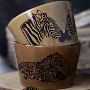 Hoge Kwaliteit Luxe Keramische Afrikaanse Zebra Reactie Glazuur Thuis Keramische Kom - Product Image 1