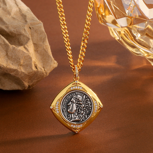 Collar de diosa agrícola de moneda antigua de nueva edición con figura en relieve de la Deidad, collar de doce deidades principales de gama alta - Product Image 1
