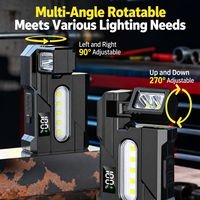 Lampe de travail COB rechargeable avec clip magnétique, lampe torche d'inspection avec affichage numérique pour la réparation automobile et l'atelier