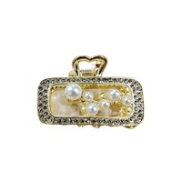 Pince à cheveux demi-épinglée pour femme, style européen et américain, en alliage de zinc avec incrustation de perles, petite pince à franges, épingle à cheveux exquise en perles