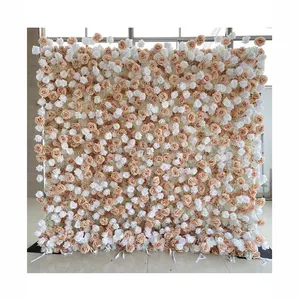 Sfondo mozzafiato colore nudo muro di fiori in affitto bianco sfondo floreale sfondo 8*8 ft arredamento istantaneo per il giorno speciale del matrimonio