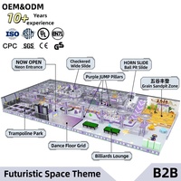 Équipement FEC intérieur personnalisé sur le thème futuriste : Toboggan HORN, Piscine à balles, Trampoline, Piste de danse, Billard, Zone de sable |   OEM&ODM