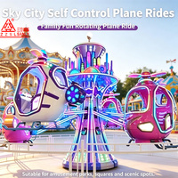 Manège Sanly Rides : Château Volant Rotatif à 12 Places, Manège d'Avion Auto-contrôlé, Manège d'Hélicoptère à Commande Individuelle pour Parc d'Attractions Extérieur