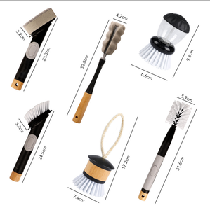 Eco Friendly Kitchen Dish Brush Soap Dispensing Scrub Brush <strong>Sponge</strong> with Wooden <strong>Handle</strong> - Product Image 5