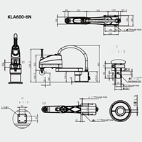 Bras robotique SCARA à quatre axes de haute précision, charge utile de 6 kg, portée de 600 mm, complet avec contrôleur pour l'assemblage, le distribution et le tri