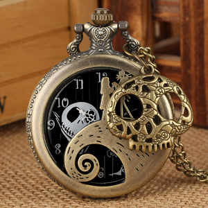 <span class=keywords><strong>Montre</strong></span> de poche en bronze vintage Mouvement à quartz pour hommes Boîtier en acier inoxydable The Nightmare Christmas Inspired Birthday Gifts - Product Image 4