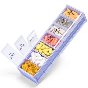 Pastillero para 2 Tomas Diarias, Pastillero de Doble Capa para 7 Días, Estuche para Pastillas de Gran Capacidad para Aceite de Pescado, Vitaminas y Medicamentos Diarios - Product Image 1