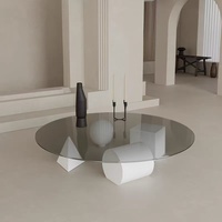 Table à thé créative légère de luxe moderne et géométrique Art Mobilier de maison en verre trempé design simple pour salon