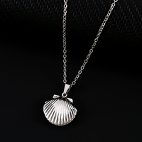 Ywyougang Collier Pendentif Coquillage Océanique en Acier Titane, Pendentif Photo Coquille Ouverte, Accessoires de Mode pour Femmes