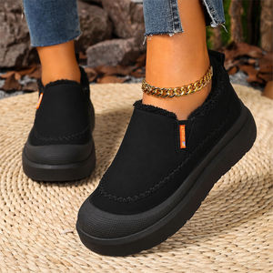 Zapatos de ocio sintéticos para mujer, invierno 2026, novedad transfronteriza, forro de felpa, suela antideslizante, estilo casual sin cordones - Product Image 3