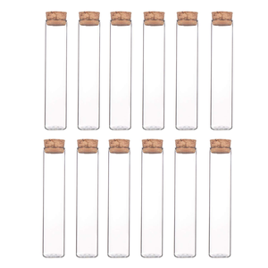 Tubos de ensayo de vidrio de borosilicato con fondo plano y tapón de madera, paquete de 12 - Product Image 3