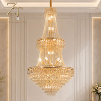 Lampu Gantung Hotel Mewah Modern dengan Ketinggian yang Dapat Disesuaikan, Dilengkapi Kristal LED Chandelier untuk Lobi