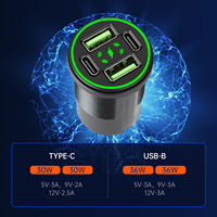 Chargeur de voiture USB Type-C double 30W + double 36W à charge ultra-rapide, OEM d'usine, 12-24V