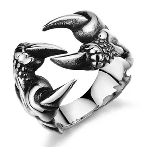 Hyperbole Dragon Claw <span class=keywords><strong>Rings</strong></span> 여성 빈티지 조절 가능한 실버 컬러 백금 도금 금속 고딕 할로윈 액세서리 남자 쥬얼리 - Product Image 1