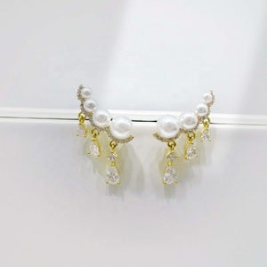 custom plata 925 sterling <b>silver</b> elegant korean <b>earring</b> fine 18k 14k gold plated hypoallergenic ladies vintage <b>pearl</b> <b>earrings</b> - Product Image 1