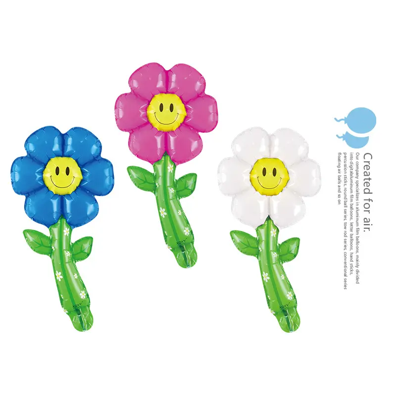 新しいミニ小さな花デイジーアルミホイルハンドスティックバルーンお誕生日おめでとうパーティー用品子供用グロボパーティー用品
