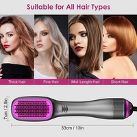Brosse à cheveux ionique à air chaud 1200W, brosse sèche-cheveux en céramique, 3 températures, 2 vitesses, séchage rapide pour salon et maison