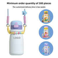 Bouteille d'eau isotherme en acier inoxydable OOWOV 18oz avec motif personnalisable, couvercle, corde et paille pour la vente en gros et les cadeaux