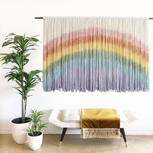 <span class=keywords><strong>Tapiz</strong></span> de Arte de pared de algodón Natural tejido a mano colorido de macramé arcoíris de tinte grande para cumpleaños y guardería - Product Image 1