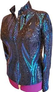 Veste Western Show en taffetas extensible dissimulant la fermeture éclair Cowgirl vêtements équestres produits pour chevaux - Product Image 2