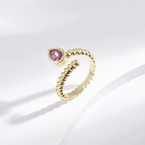 wholesale plata 925 sterling silver flower <b>cz</b> <b>ring</b> Everyday Wear 18K Gold Plated Pear Cut cubic zirconia women adjustable <b>rings</b> - Product Image 3
