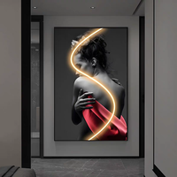 Nouvelle conception, peinture décorative lumineuse, ligne de beauté, personnage imprimé en haute définition, œuvre d'art pour salon et chambre, peinture artistique à LED