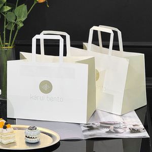 Bolsa de Papel Kraft Personalizada con su Propio Logotipo, Ecológica, Reciclable, Blanca, para Restaurante, Café, Bebidas, Comida para Llevar - Product Image 2