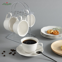 Tasses et soucoupes en porcelaine blanche de 200 ml personnalisables avec logo, en gros de Chine, pour café et thé, à sublimation, en forme de fleur, à prix abordable