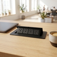 Prise de bureau escamotable T266-4P avec USB Type-C, 4 ports et 3 prises, usage commercial pour bureau de conférence