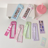 Porte-cartes de crédit INS transparent en PVC pailleté, 3 compartiments, avec bouton, blocage RFID, forme carrée à quatre grilles, personnages de films/télévision