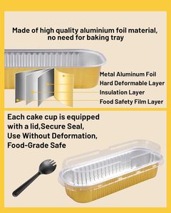 C200 200ml/150ml Pink Recyclable Rectangle Microwavable PP Aluminum <b>Foil</b> Food Grade Bread Tray Cake Pan Baking <b>Containers</b> Lid - Product Image 2