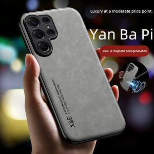 Funda de Teléfono de Cuero PU para Negocios, Funda de Teléfono de Cuero de Silicona con Sensación Suave y Sedosa, Magnética para Automóvil, para <span class=keywords><strong>Samsung</strong></span> <span class=keywords><strong>Galaxy</strong></span> S23 Plus Ultra - Product Image 2